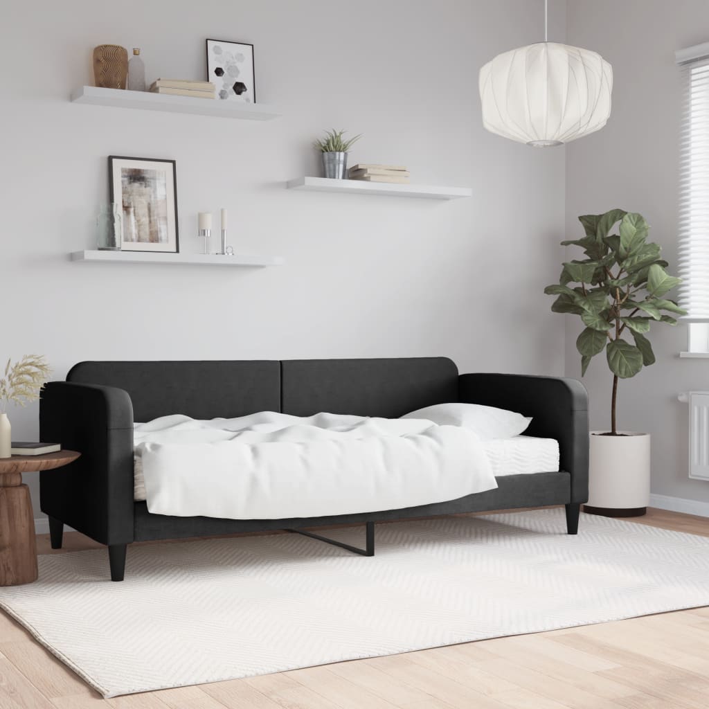JUNG Vida Tagesbett mit Matratze Schwarz 80x200 cm Stoff