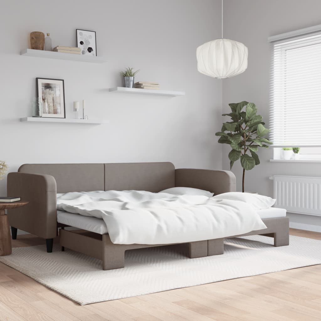 JUNG Vida Tagesbett Ausziehbar Taupe 100x200 cm Stoff