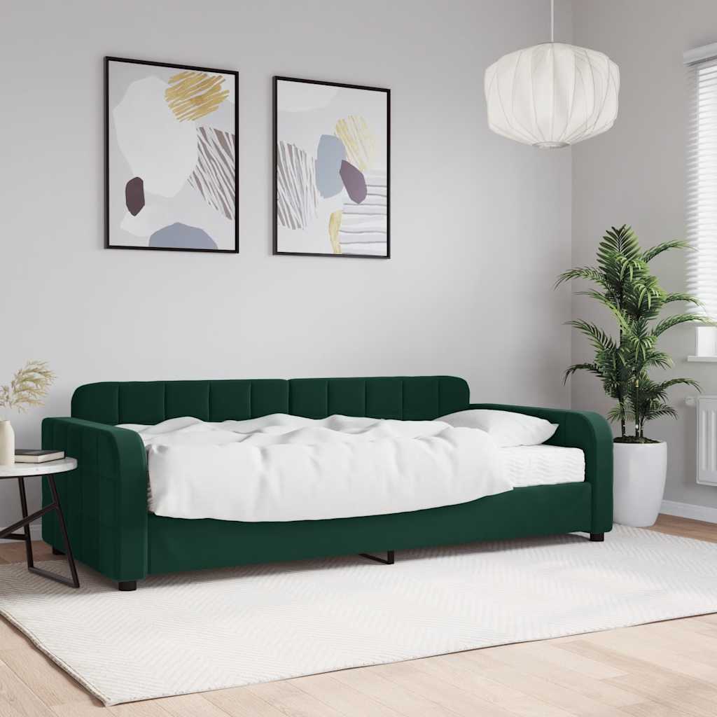 JUNG Vida Tagesbett mit Matratze Dunkelgrün 90x200 cm Samt