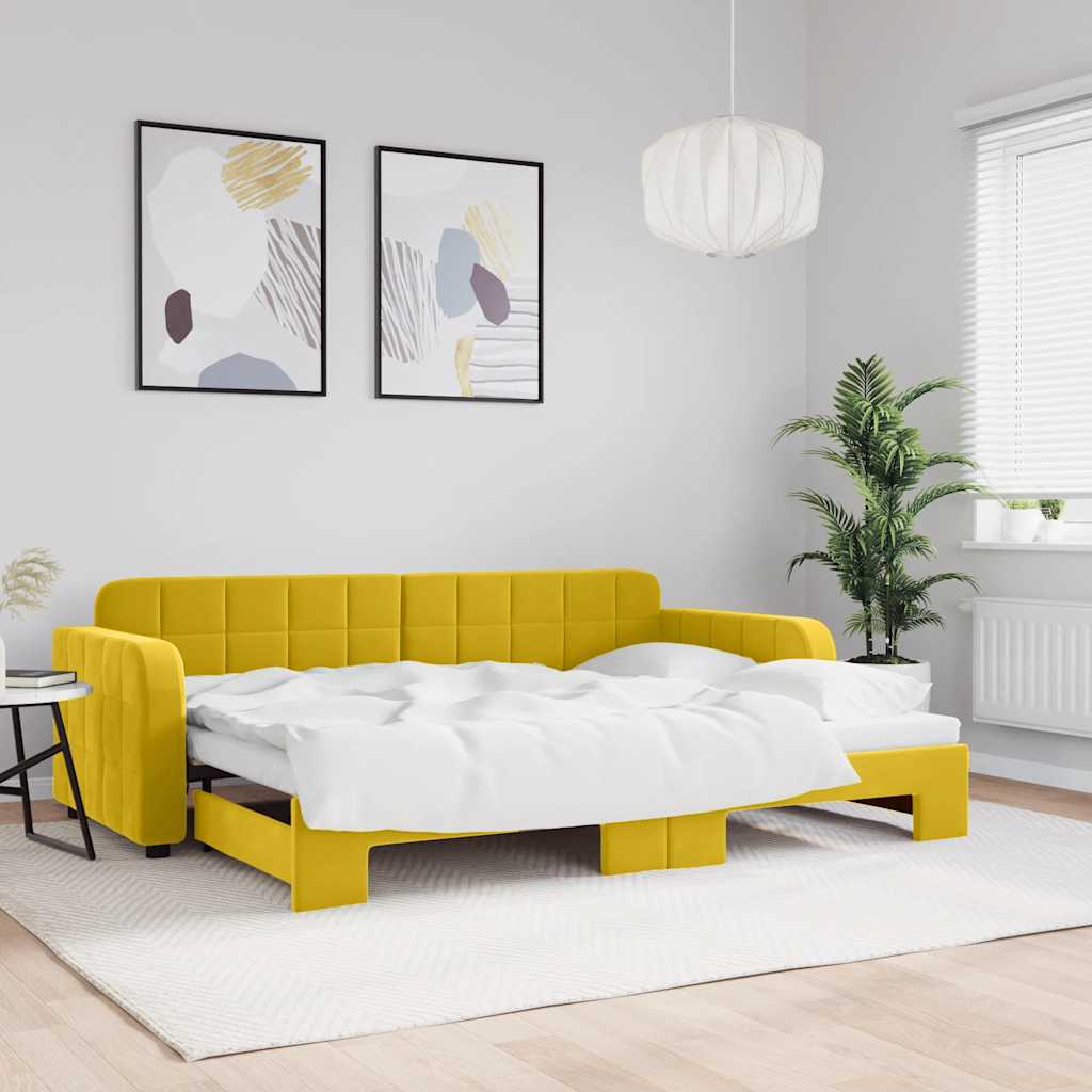 JUNG Vida Tagesbett Ausziehbar Gelb 80x200 cm Samt