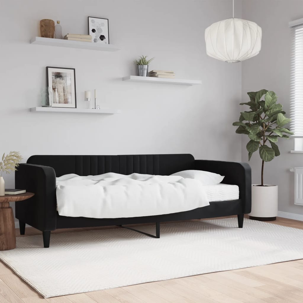 JUNG Vida Tagesbett mit Matratze Schwarz 90x200 cm Samt