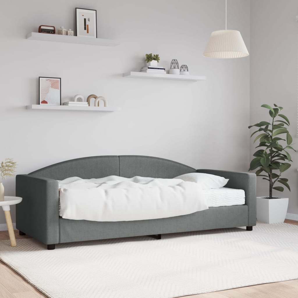 JUNG Vida Tagesbett mit Matratze Dunkelgrau 90x190 cm Stoff
