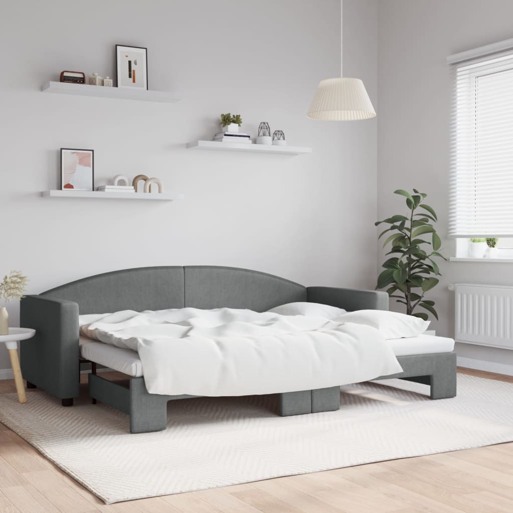 JUNG Vida Tagesbett Ausziehbar Dunkelgrau 80x200 cm Stoff