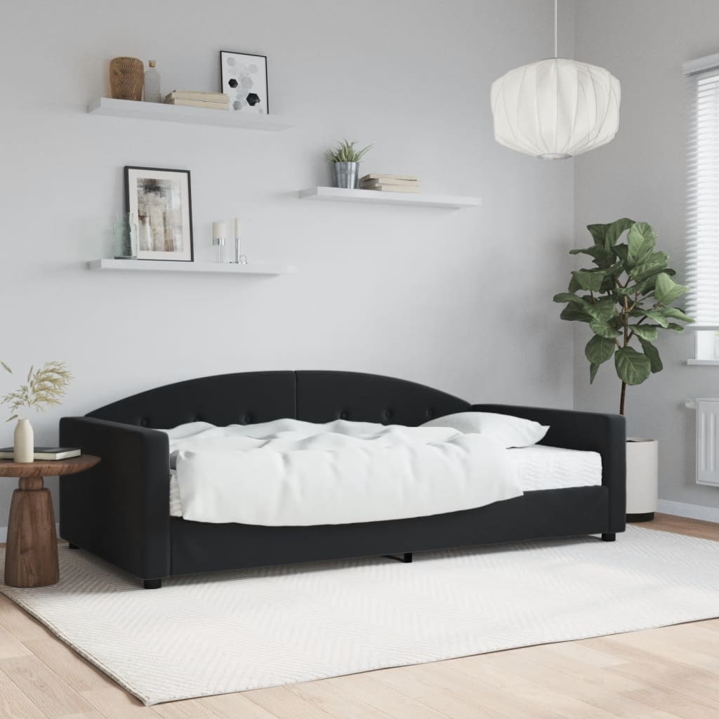 JUNG Vida Tagesbett mit Matratze Schwarz 100x200 cm Samt