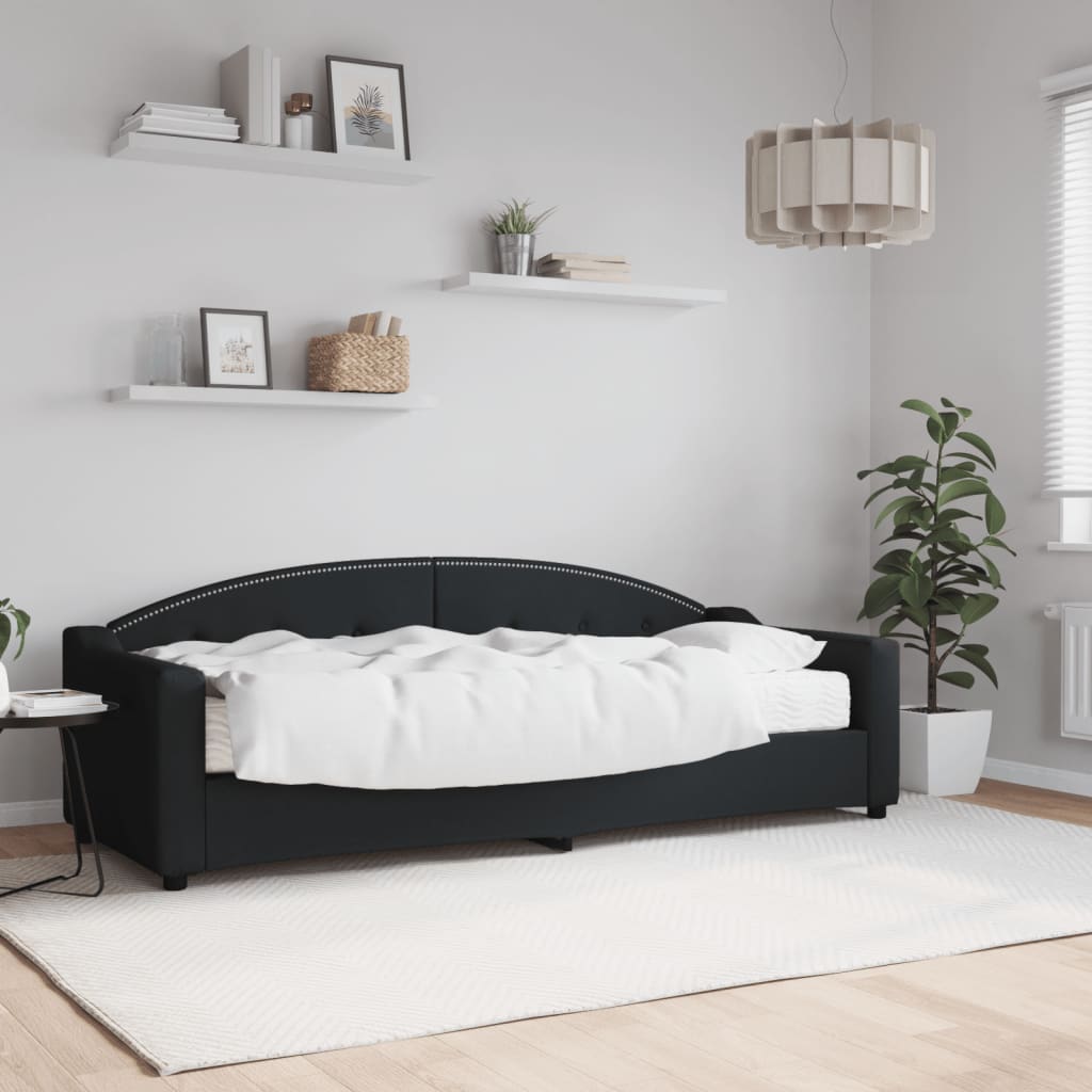JUNG Vida Tagesbett mit Matratze Schwarz 80x200 cm Stoff
