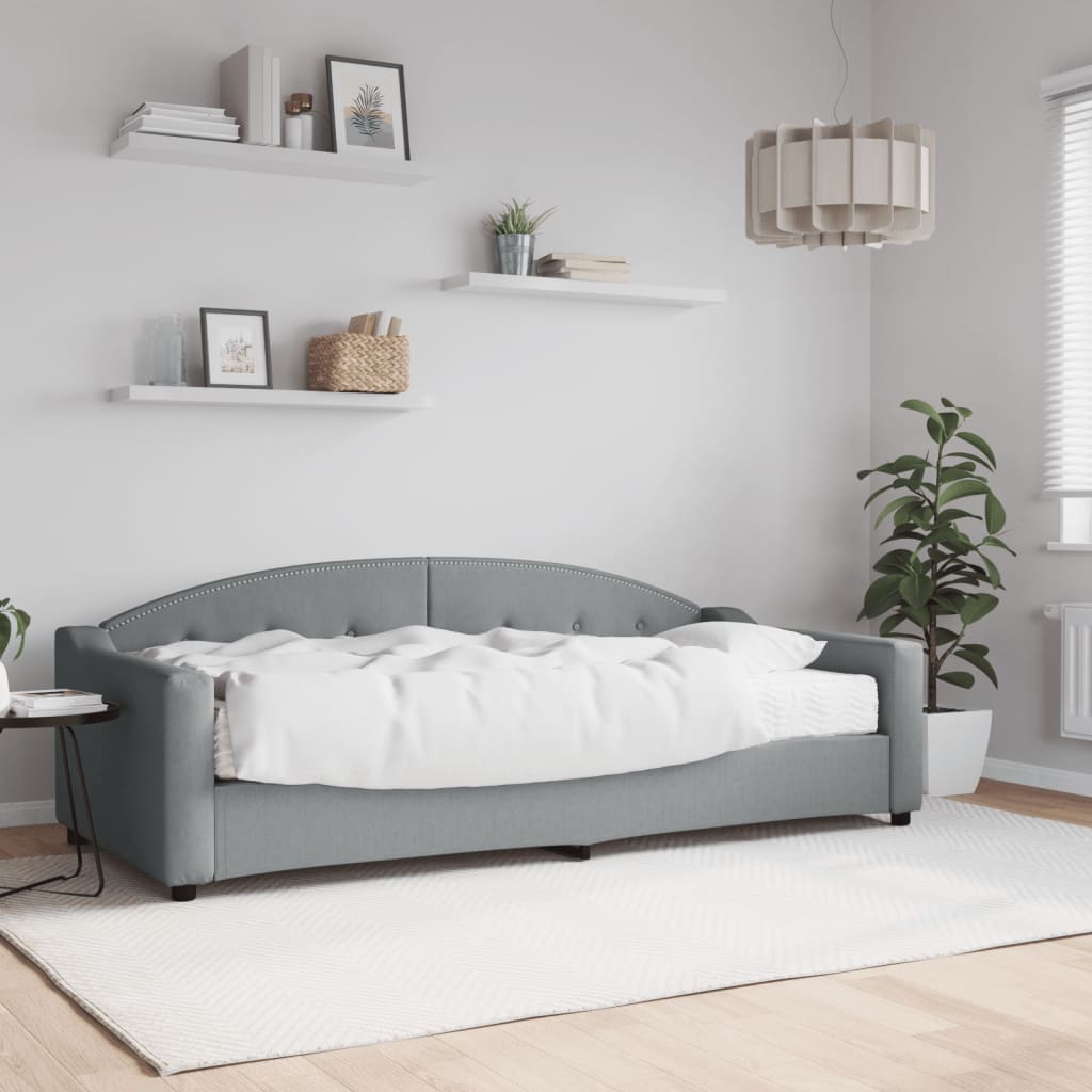 JUNG Vida Tagesbett mit Matratze Hellgrau 90x200 cm Stoff