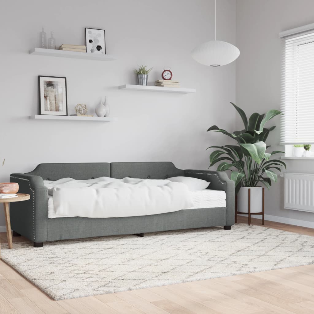 JUNG Vida Tagesbett mit Matratze Dunkelgrau 80x200 cm Stoff