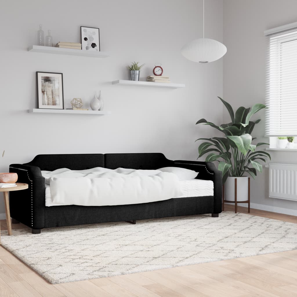 JUNG Vida Tagesbett mit Matratze Schwarz 90x200 cm Stoff
