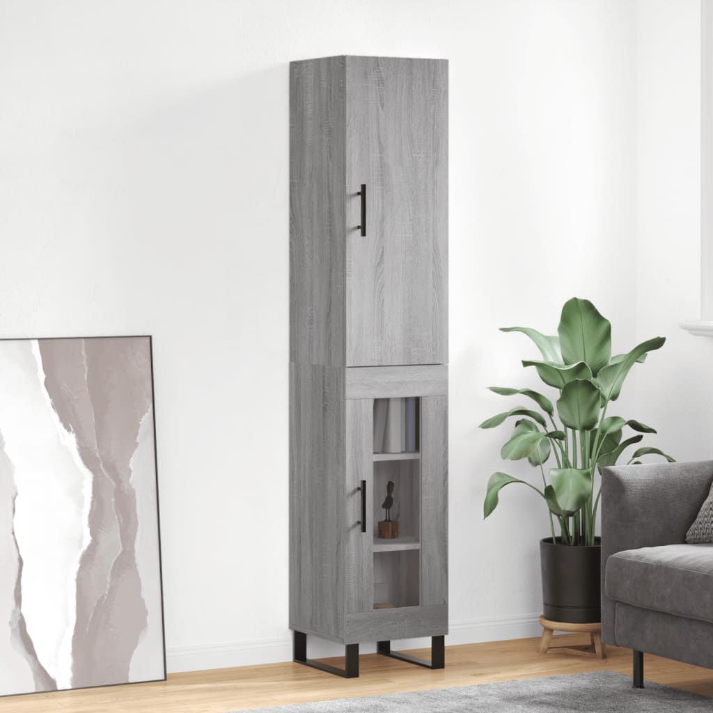 JUNG Vida Highboard Grau Sonoma 34,5x34x180 cm Holzwerkstoff