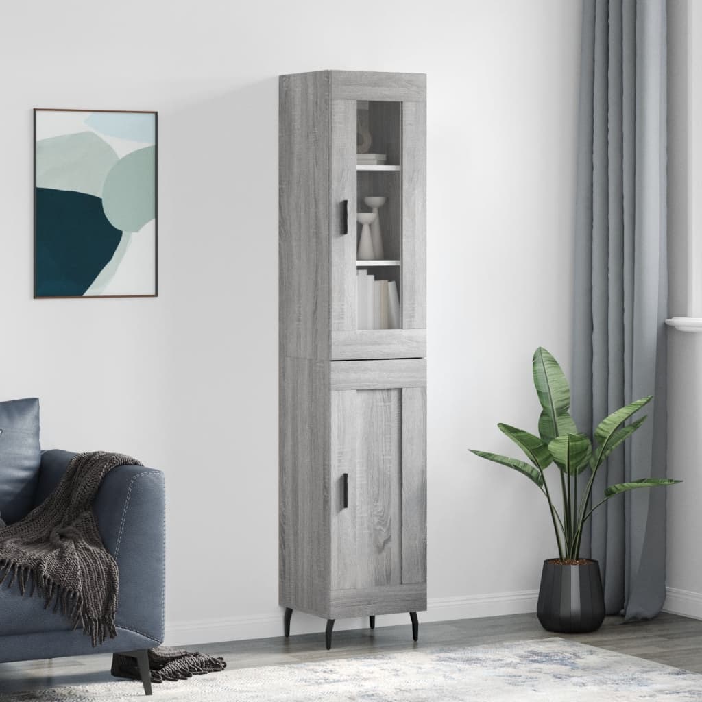 JUNG Vida Highboard Grau Sonoma 34,5x34x180 cm Holzwerkstoff