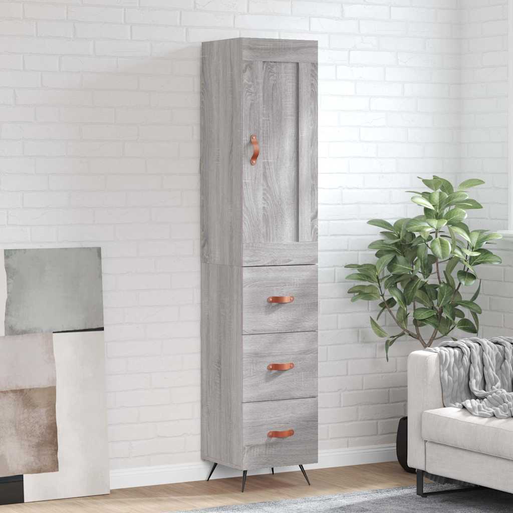 JUNG Vida Highboard Grau Sonoma 34,5x34x180 cm Holzwerkstoff