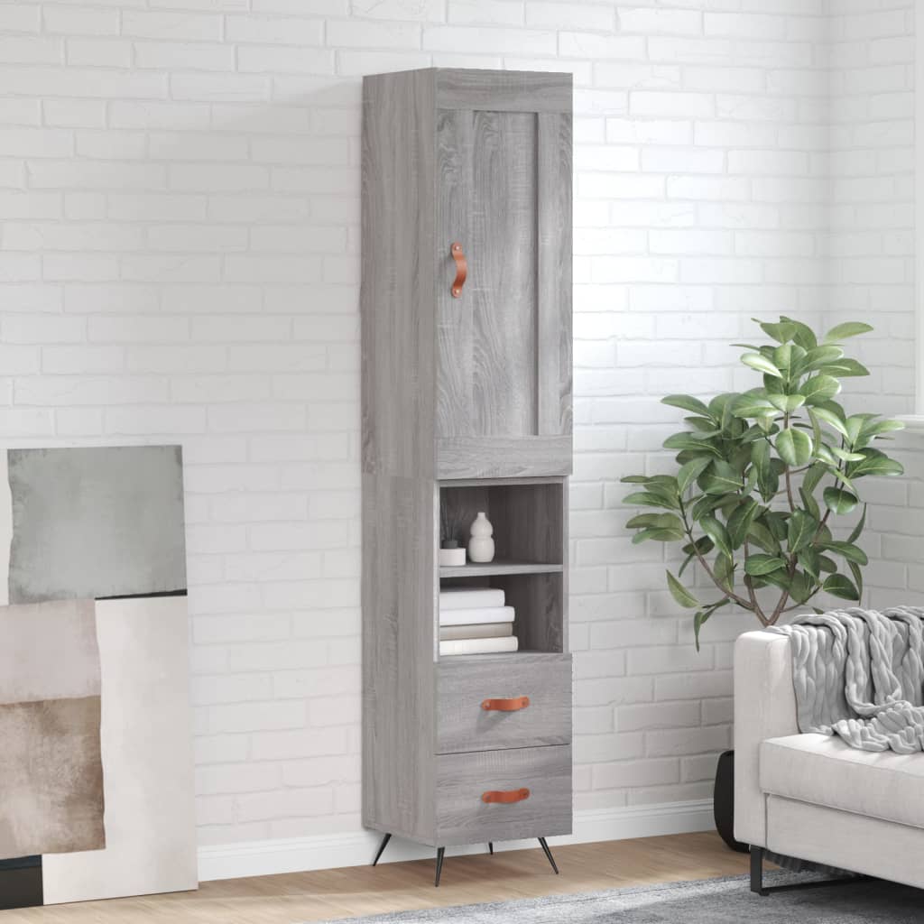 JUNG Vida Highboard Grau Sonoma 34,5x34x180 cm Holzwerkstoff