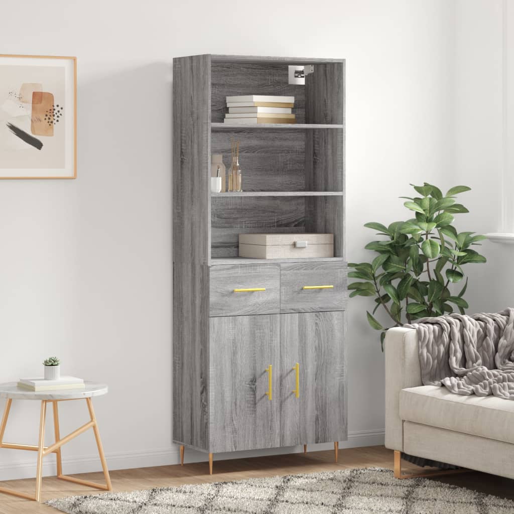 JUNG Vida Highboard Grau Sonoma 69,5x34x180 cm Holzwerkstoff