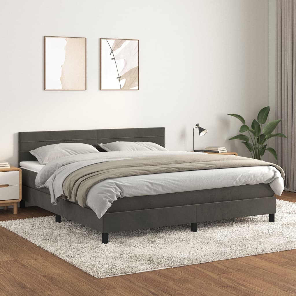 JUNG Vida Boxspringbett mit Matratze Dunkelgrau 160x200 cm Samt