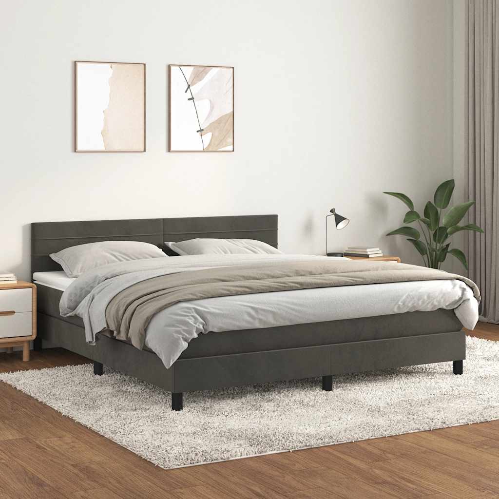 JUNG Vida Boxspringbett mit Matratze Dunkelgrau 180x200 cm Samt