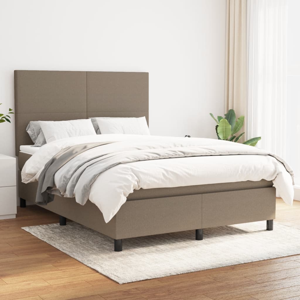 JUNG Vida Boxspringbett mit Matratze Taupe 140x190 cm Stoff