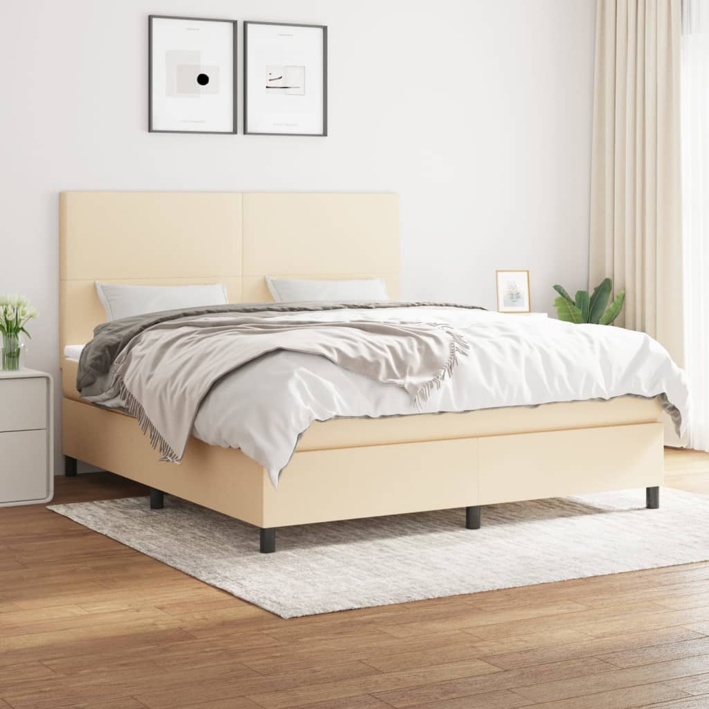 JUNG Vida Boxspringbett mit Matratze Creme 160x200 cm Stoff