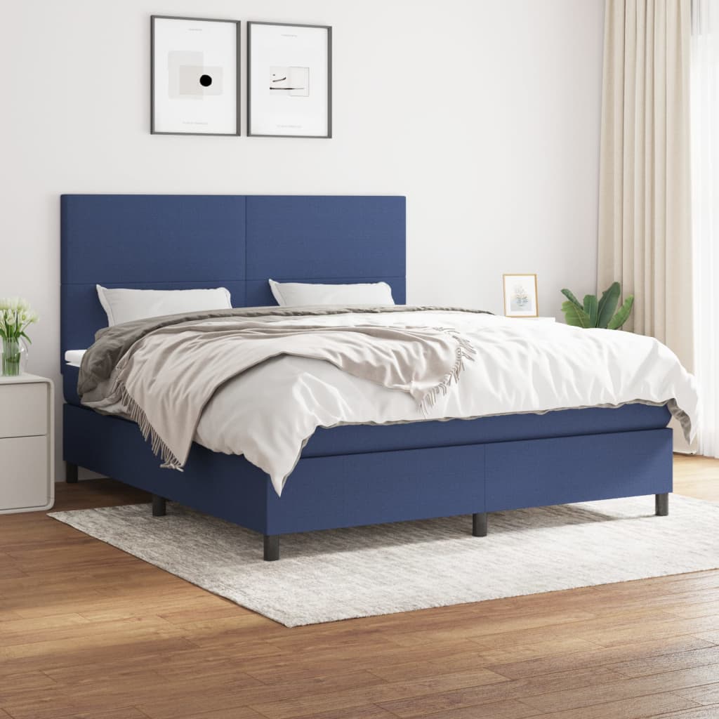 JUNG Vida Boxspringbett mit Matratze Blau 180x200 cm Stoff
