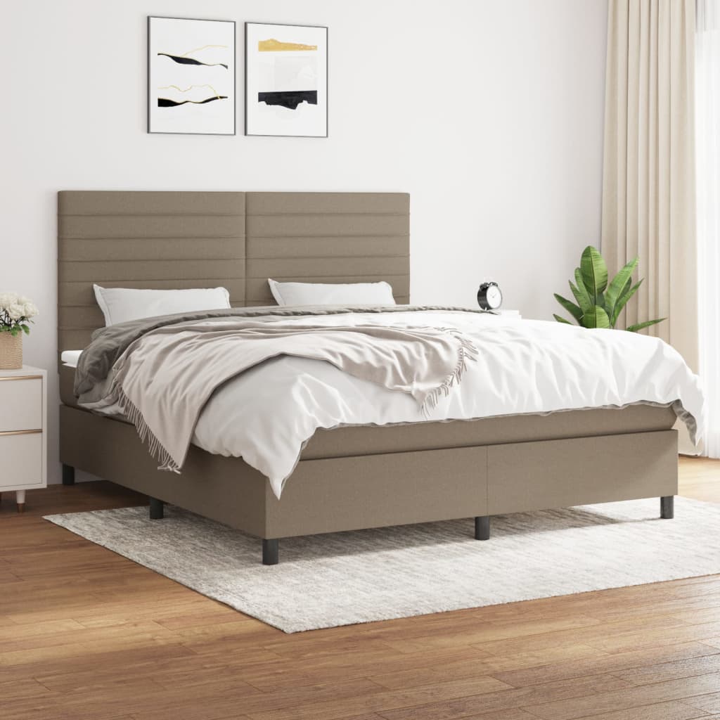 JUNG Vida Boxspringbett mit Matratze Taupe 160x200 cm Stoff