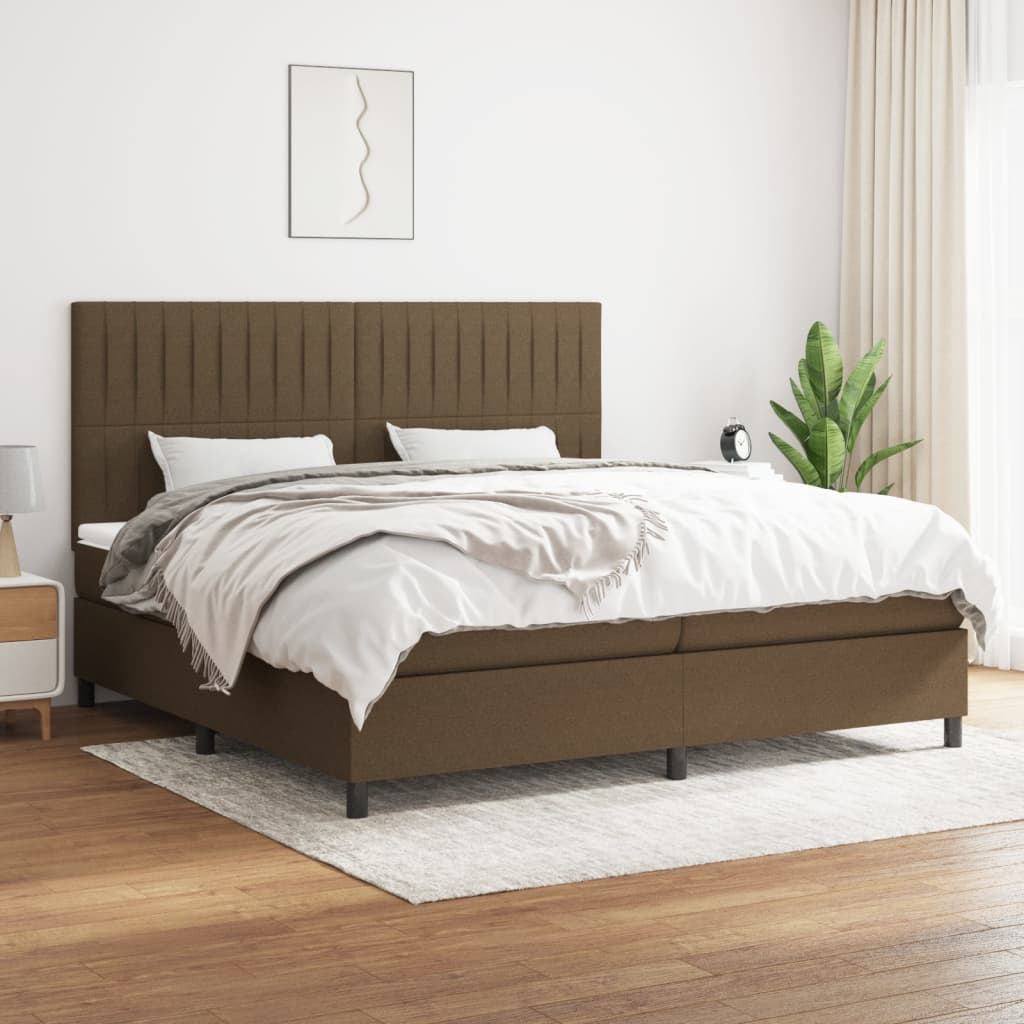 JUNG Vida Boxspringbett mit Matratze Dunkelbraun 200x200 cm Stoff
