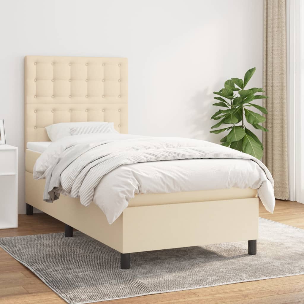 JUNG Vida Boxspringbett mit Matratze Creme 80x200 cm Stoff