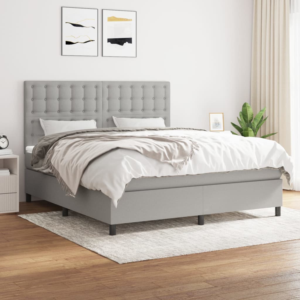 JUNG Vida Boxspringbett mit Matratze Hellgrau 180x200 cm Stoff