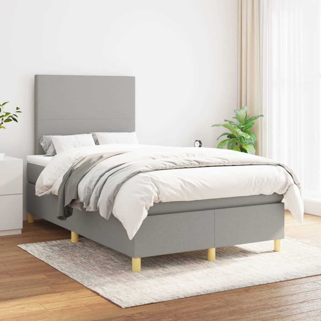JUNG Vida Boxspringbett mit Matratze Hellgrau 120x200 cm Stoff
