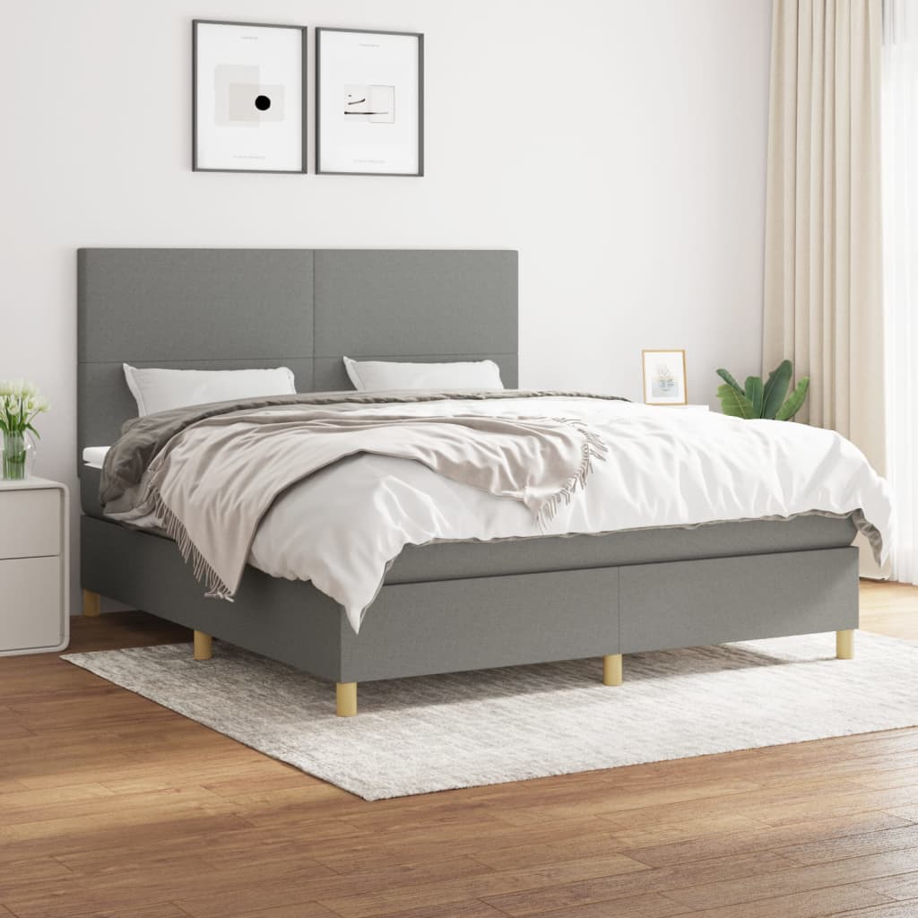 JUNG Vida Boxspringbett mit Matratze Dunkelgrau 180x200 cm Stoff