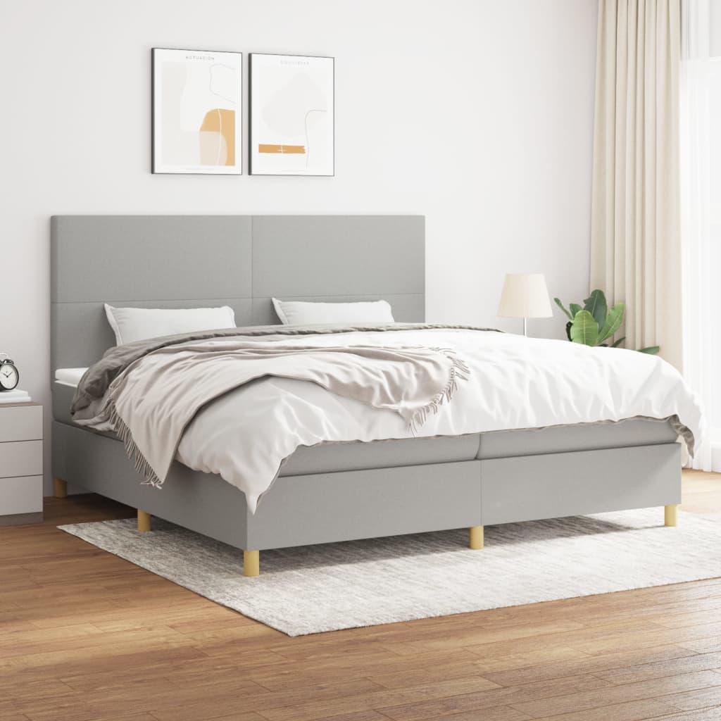 JUNG Vida Boxspringbett mit Matratze Hellgrau 200x200 cm Stoff