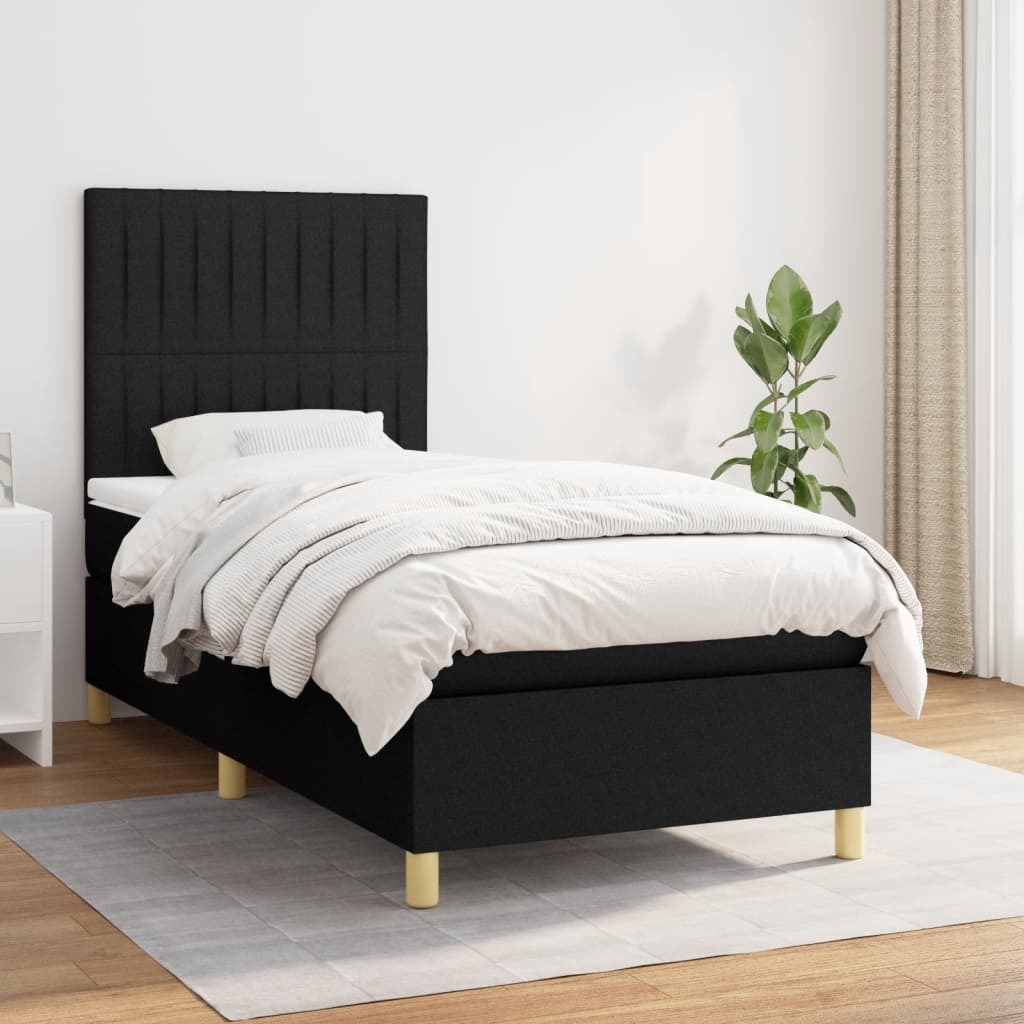 JUNG Vida Boxspringbett mit Matratze Schwarz 90x190 cm Stoff