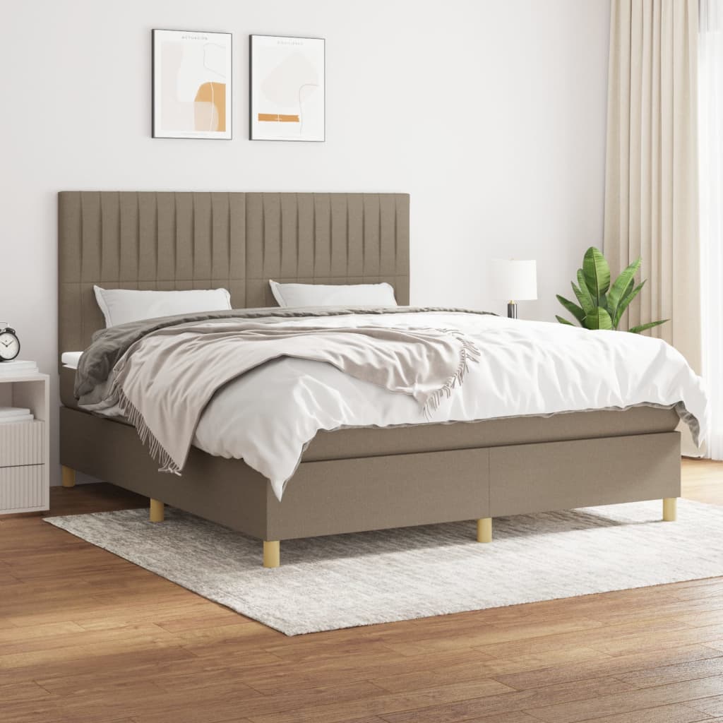 JUNG Vida Boxspringbett mit Matratze Taupe 160x200 cm Stoff