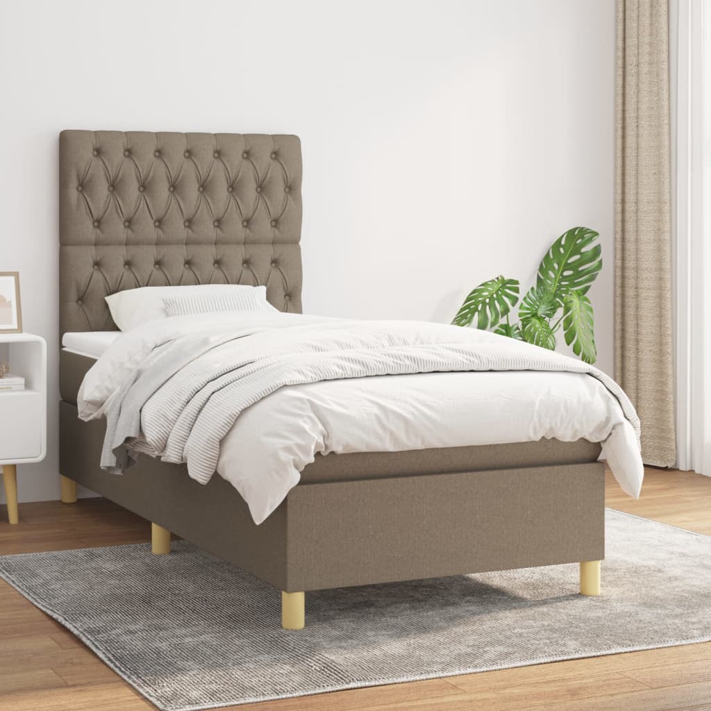 JUNG Vida Boxspringbett mit Matratze Taupe 90x200 cm Stoff