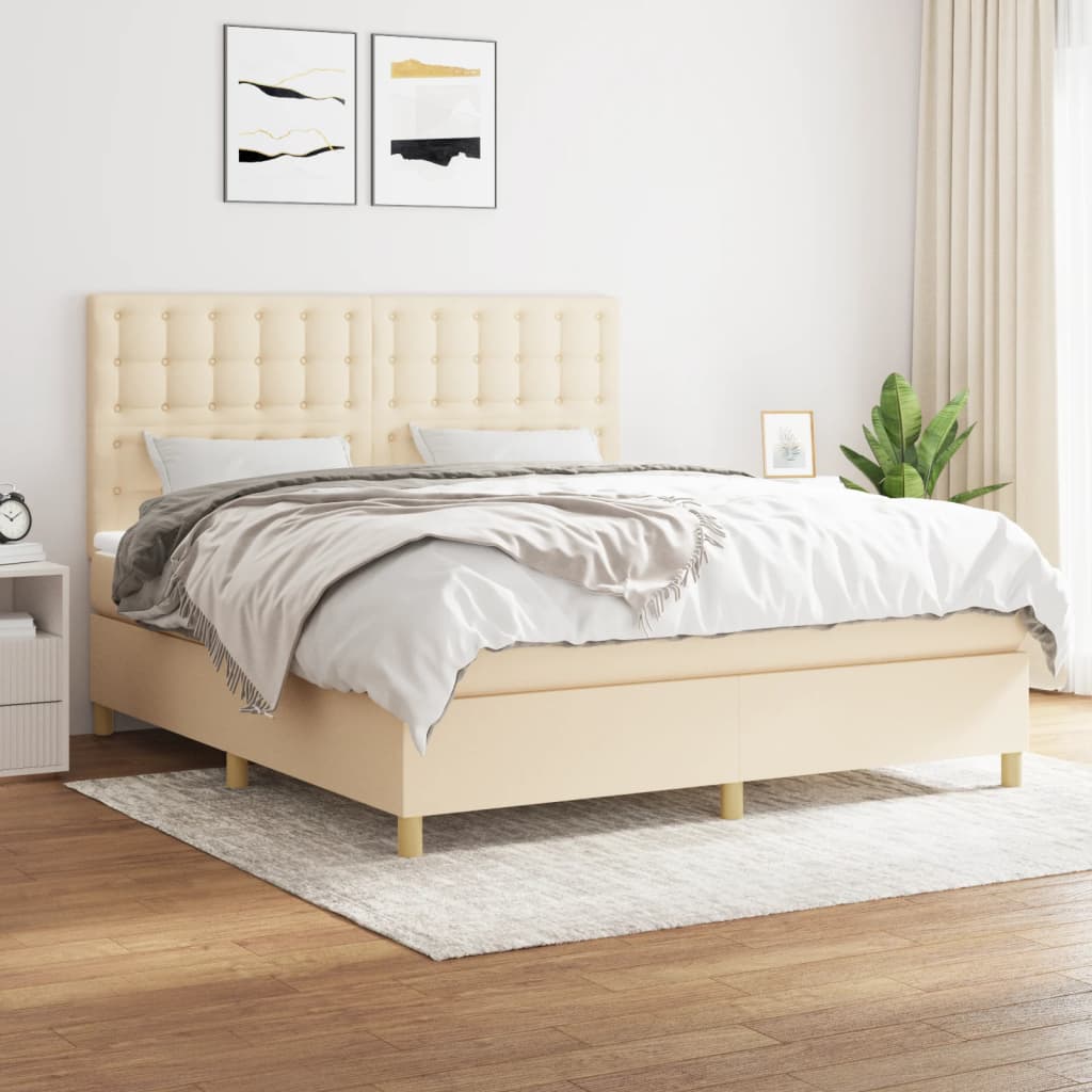 JUNG Vida Boxspringbett mit Matratze Creme 160x200 cm Stoff