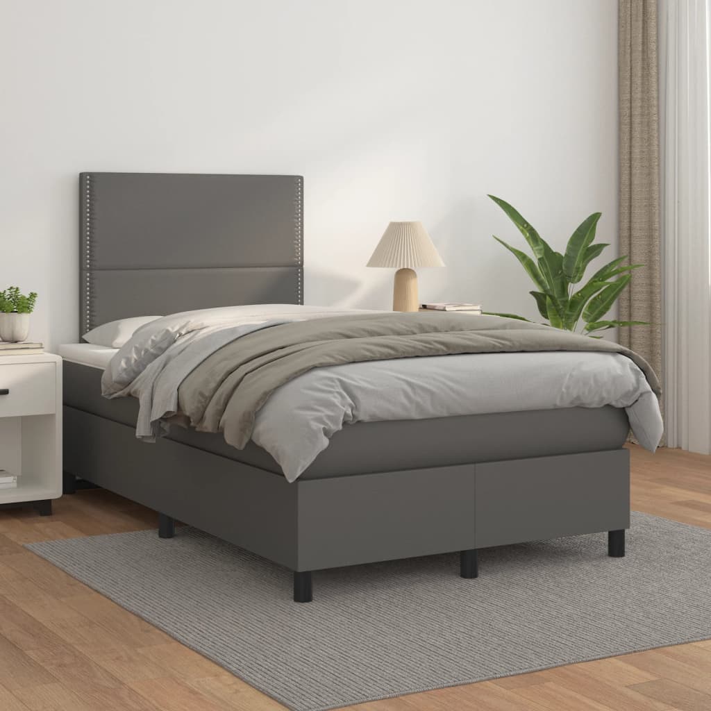 JUNG Vida Boxspringbett mit Matratze Grau 120x200 cm Kunstleder