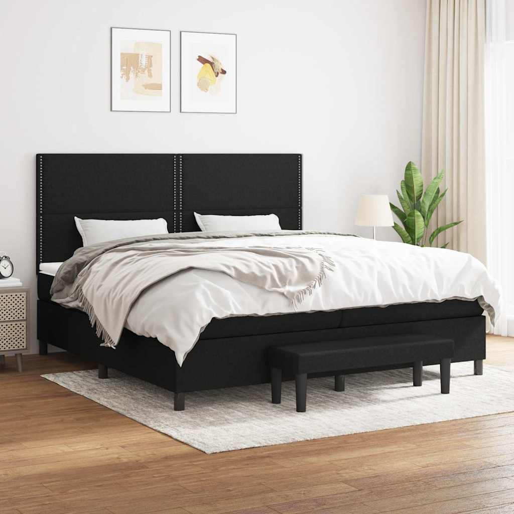 JUNG Vida Boxspringbett mit Matratze Schwarz 200x200 cm Stoff