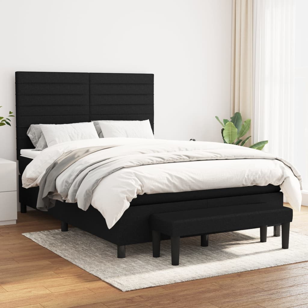 JUNG Vida Boxspringbett mit Matratze Schwarz 140x190 cm Stoff