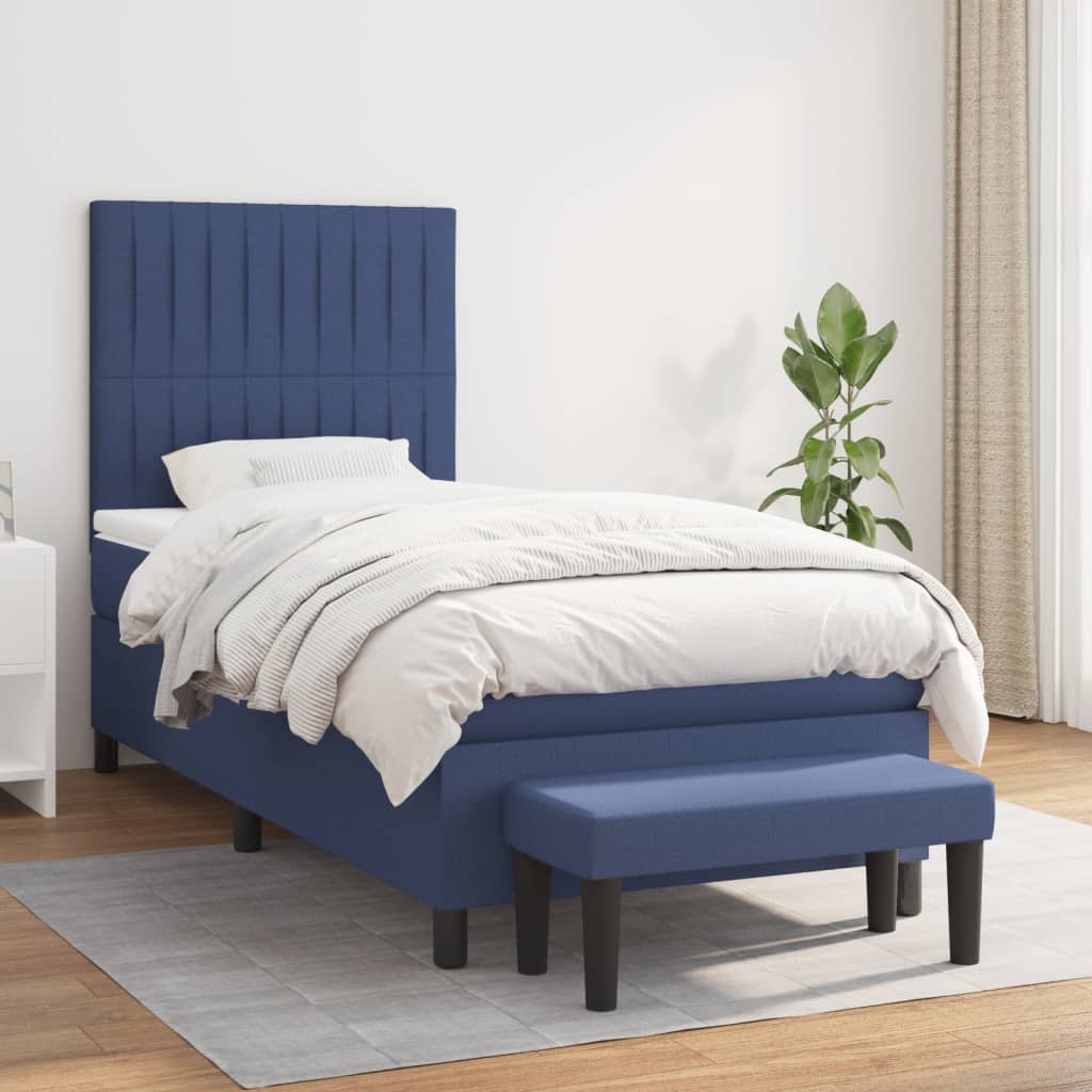 JUNG Vida Boxspringbett mit Matratze Blau 80x200 cm Stoff