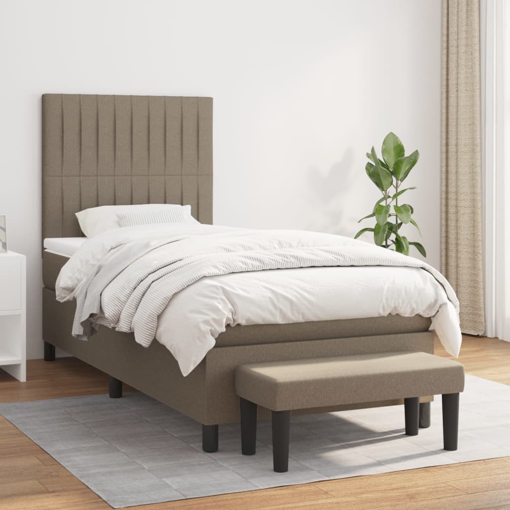 JUNG Vida Boxspringbett mit Matratze Taupe 100x200 cm Stoff
