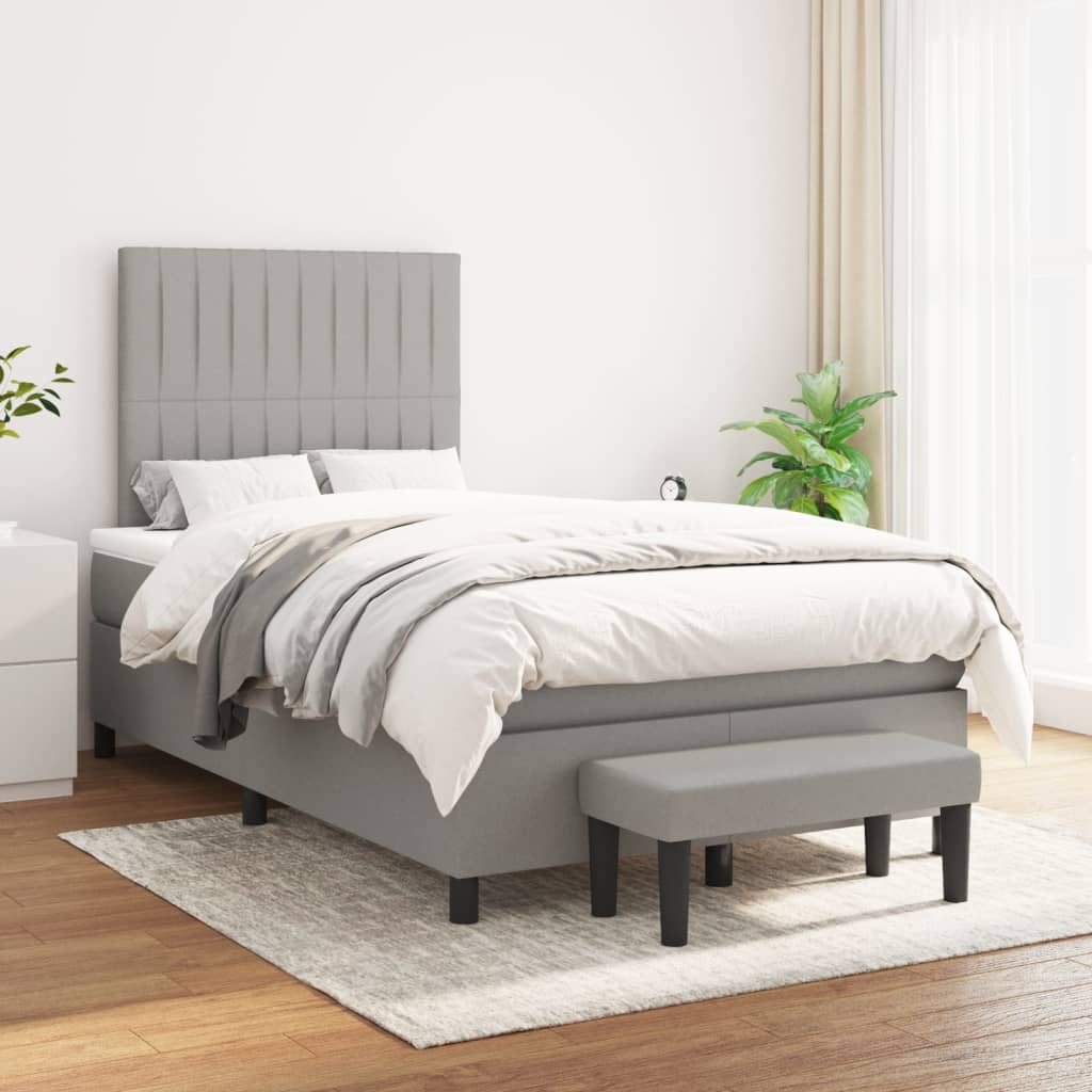 JUNG Vida Boxspringbett mit Matratze Hellgrau 120x200 cm Stoff