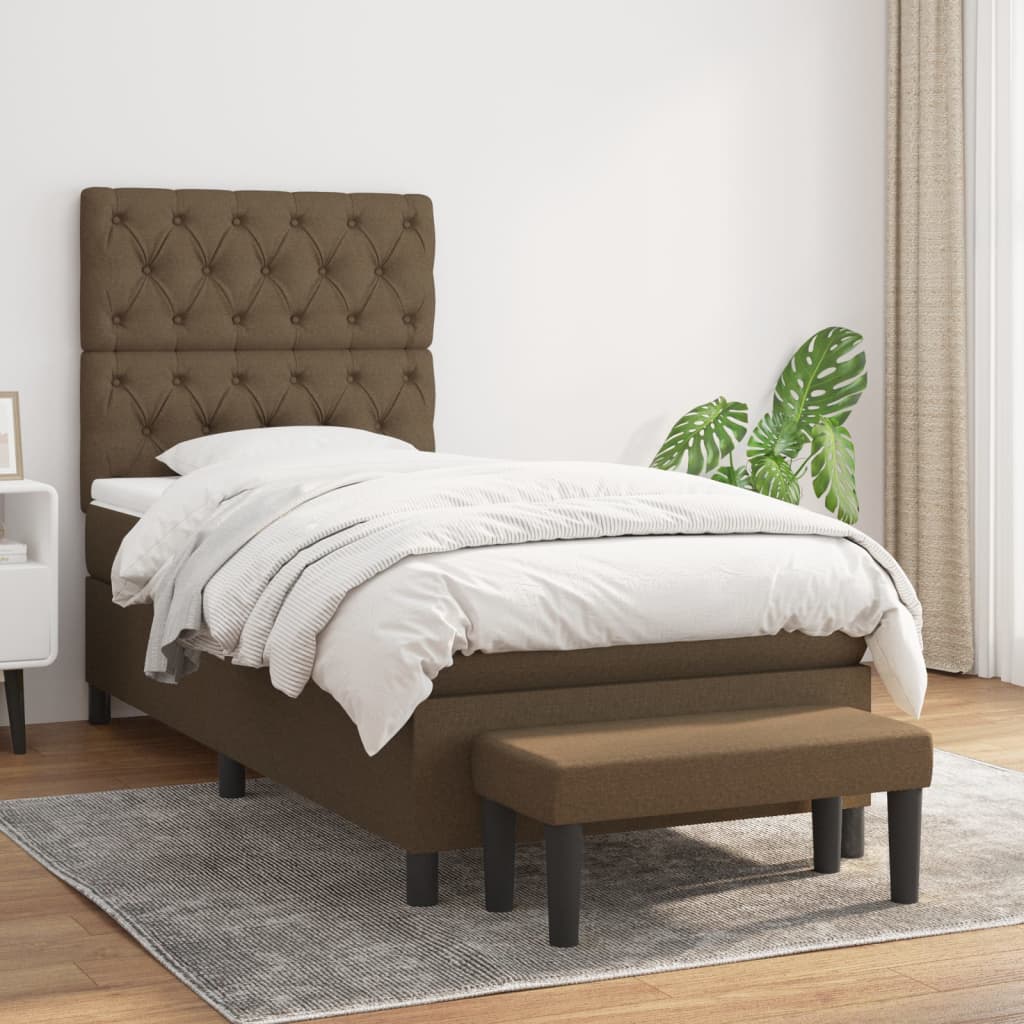 JUNG Vida Boxspringbett mit Matratze Dunkelbraun 80x200 cm Stoff