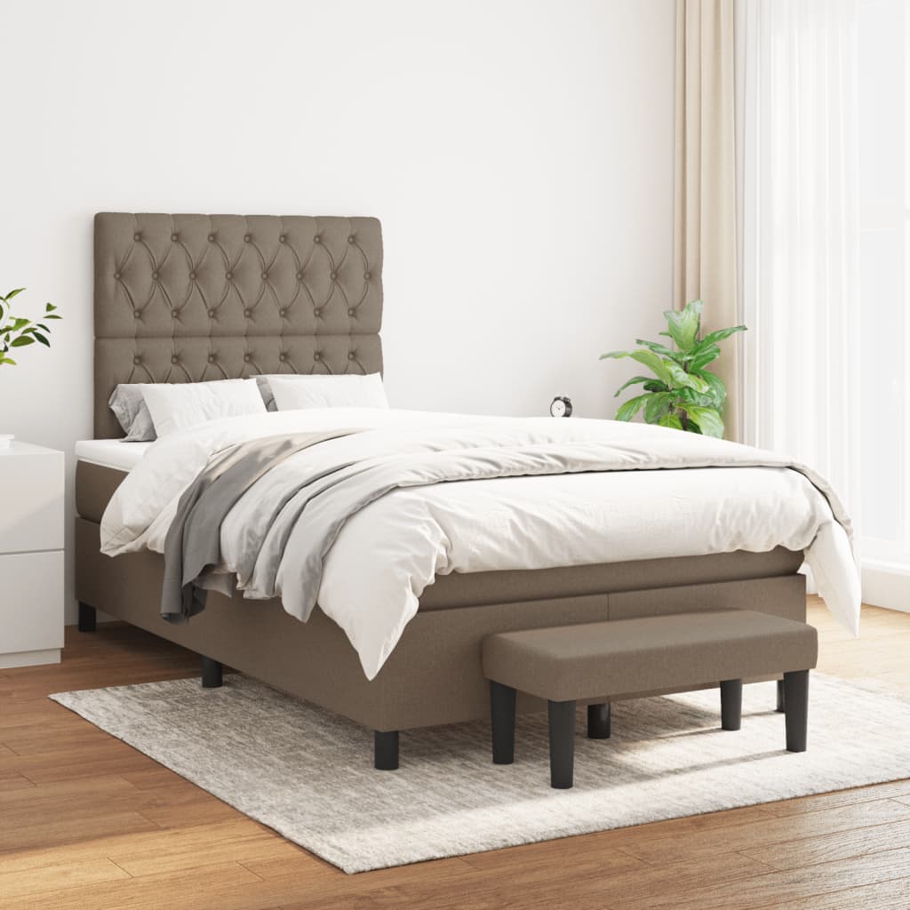 JUNG Vida Boxspringbett mit Matratze Taupe 120x200 cm Stoff