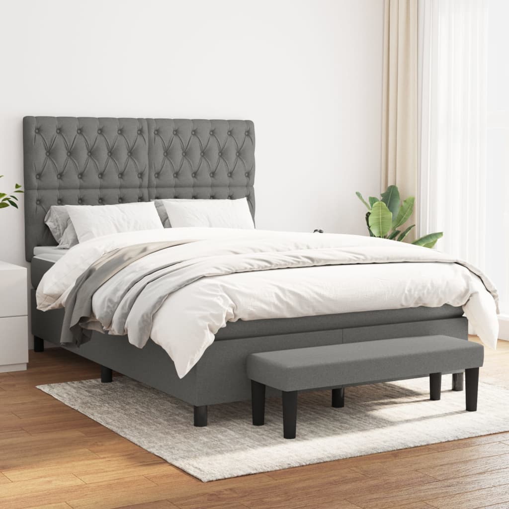 JUNG Vida Boxspringbett mit Matratze Dunkelgrau 140x190 cm Stoff