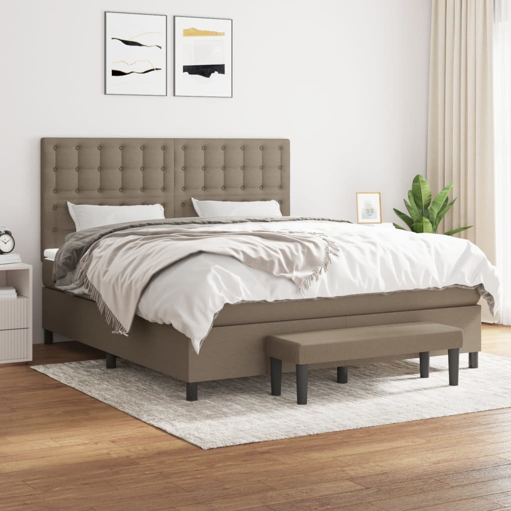 JUNG Vida Boxspringbett mit Matratze Taupe 180x200 cm Stoff
