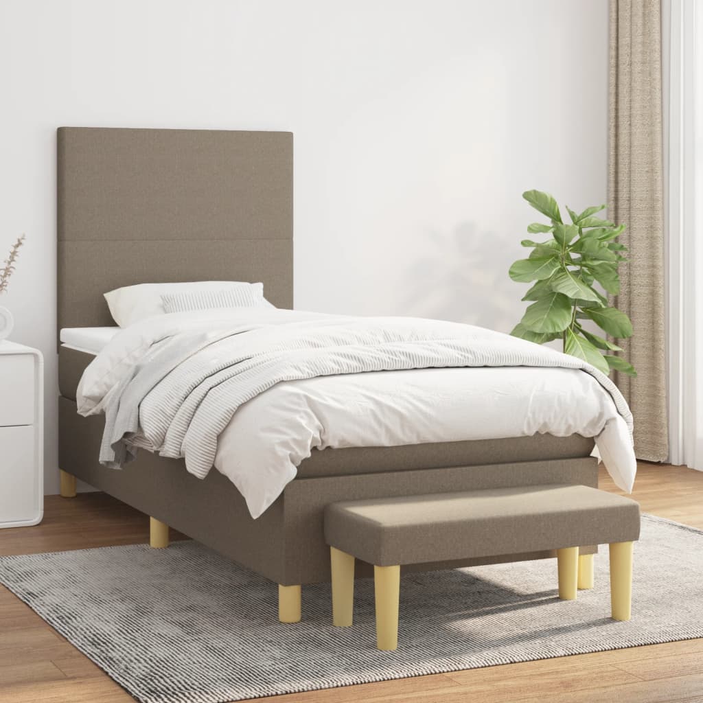 JUNG Vida Boxspringbett mit Matratze Taupe 90x200 cm Stoff