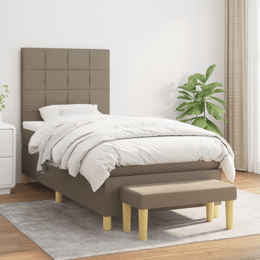 JUNG Vida Boxspringbett mit Matratze Taupe 80x200 cm Stoff