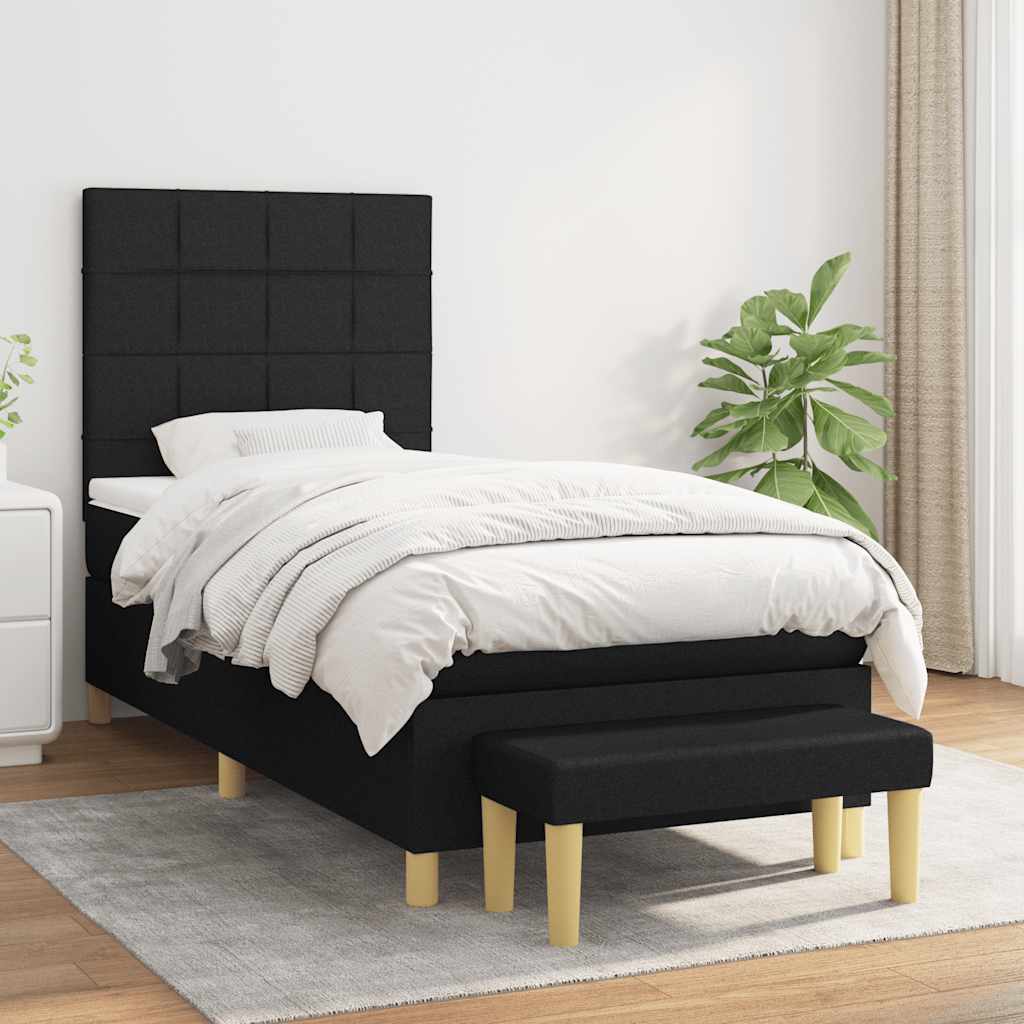 JUNG Vida Boxspringbett mit Matratze Schwarz 90x190 cm Stoff