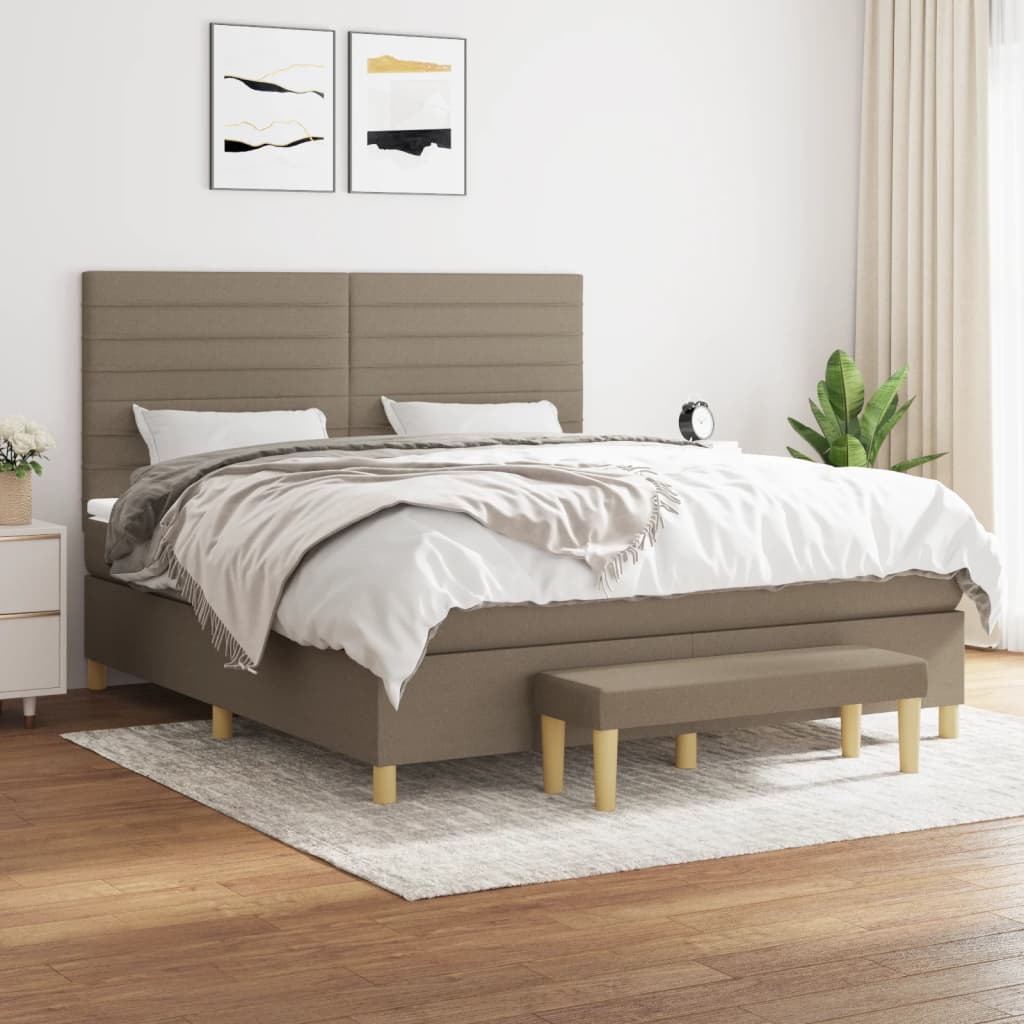 JUNG Vida Boxspringbett mit Matratze Taupe 160x200 cm Stoff