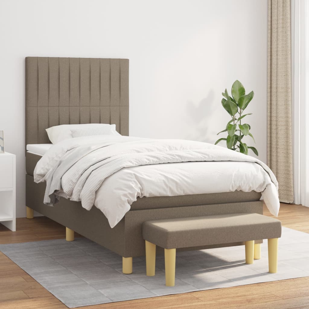JUNG Vida Boxspringbett mit Matratze Taupe 100x200 cm Stoff
