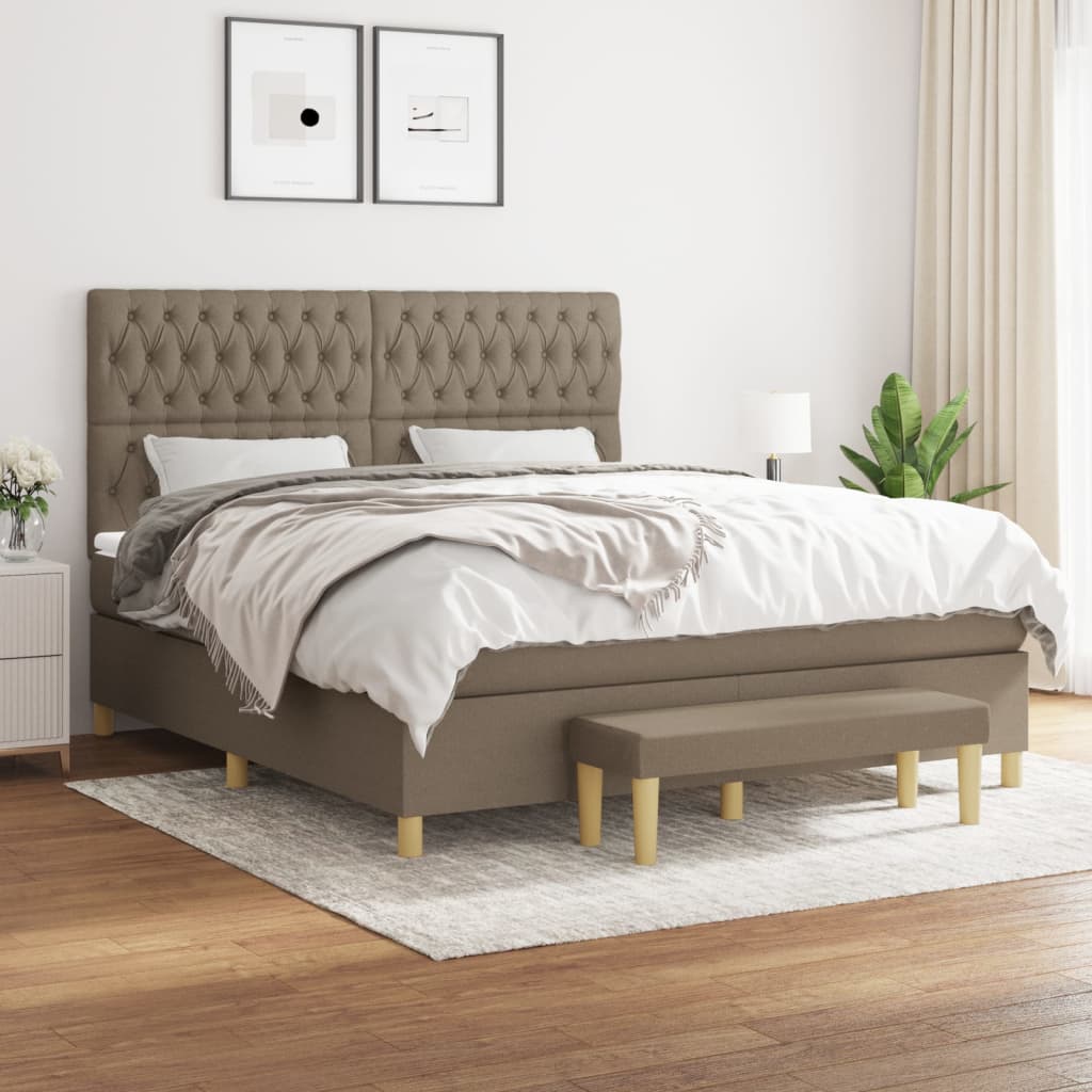 JUNG Vida Boxspringbett mit Matratze Taupe 180x200 cm Stoff