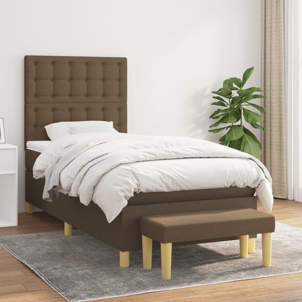 JUNG Vida Boxspringbett mit Matratze Dunkelbraun 80x200 cm Stoff